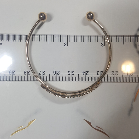 Gold Tone Leaf Cuff Bracelet - Picture 3 of 4